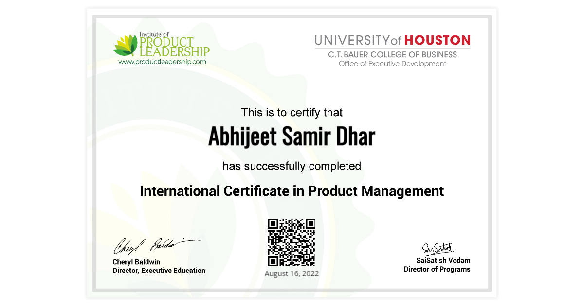 Abhijeet Samir Dhar | International Certificate in Product Management ...